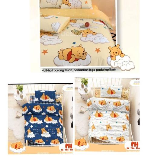 ➲ Sprei motif anak Pooh kuning lucu ANTI GESER ☼