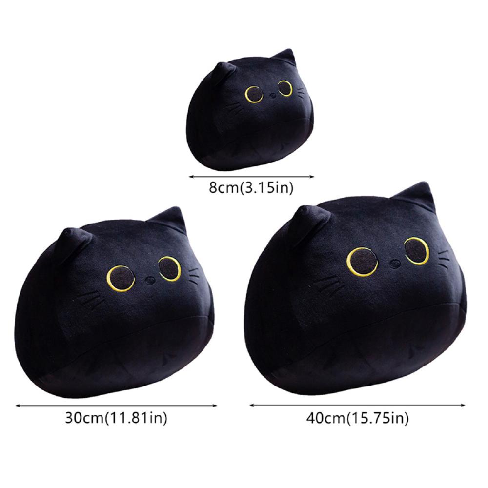 Timekey8 /30/40cm Kawaii Black Cat Plush Toys Boneka Kartun Hewan Lucu Bantal Dekorasi Rumah Cuddly Plushie Untuk Anak Laki-Laki Perempuan Anak Kids S7V3