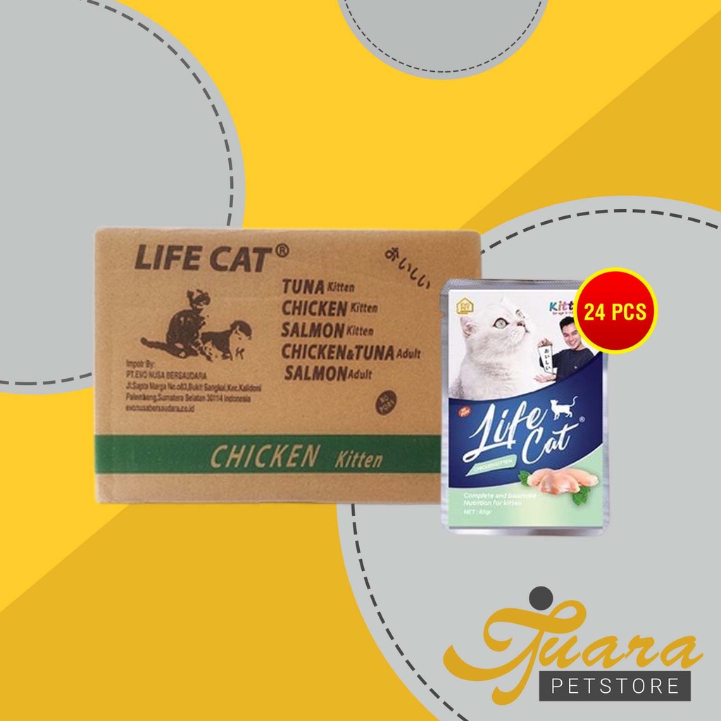 Makanan Basah Kucing Life Cat Sachet Pouch Grosir Dus isi 24 PCS 85 GR