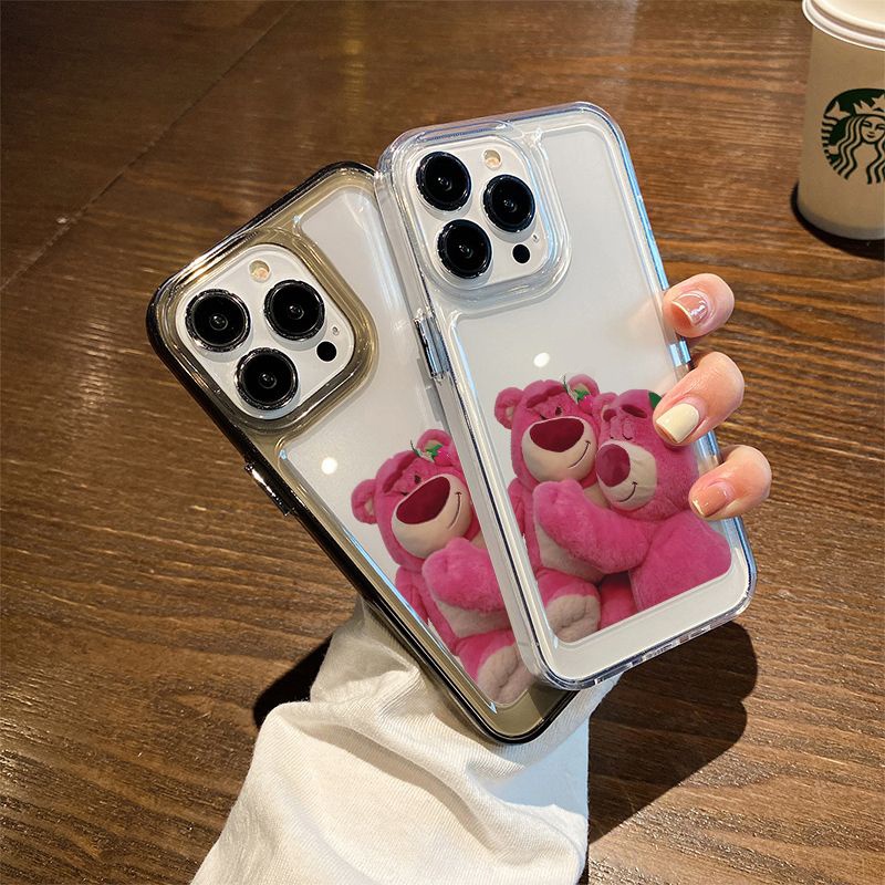 IPHONE Cute Couple Bear Soft Case Kompatibel Untuk Iphone14 11 13 12 Pro XS Max Casing Ponsel XR X8 7 6S Plus Silikon Transparan TPU Shockproof Cover