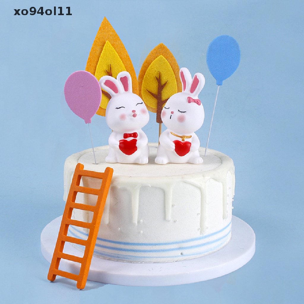 Xo Enamel Love Couple Kelinci Kue Hiasan Hias Valene's Day Rabbit Desktop Ornaments Aksesoris Lamaran OL