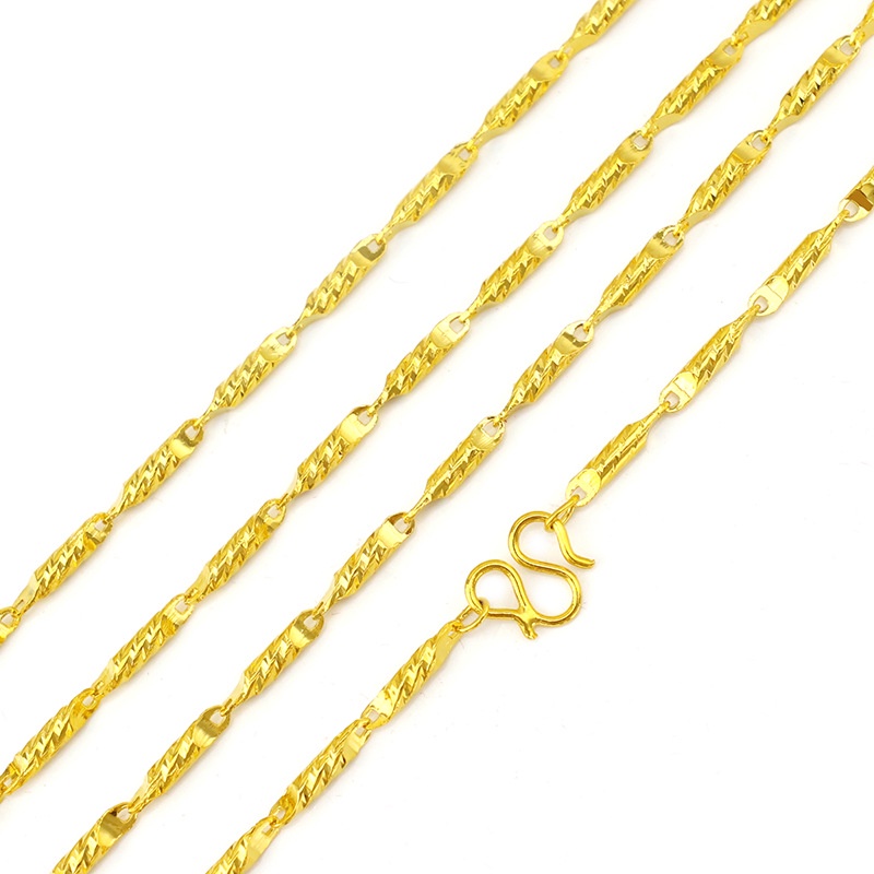 Goldkingdom Perhiasan Fashion Emas Asli Kadar 375Bangkok Aksesoris Ready Stock Gilt Pria Dan Wanita Retro Tebal 2.5mm Kalung Minimalis Dan Mendominasi