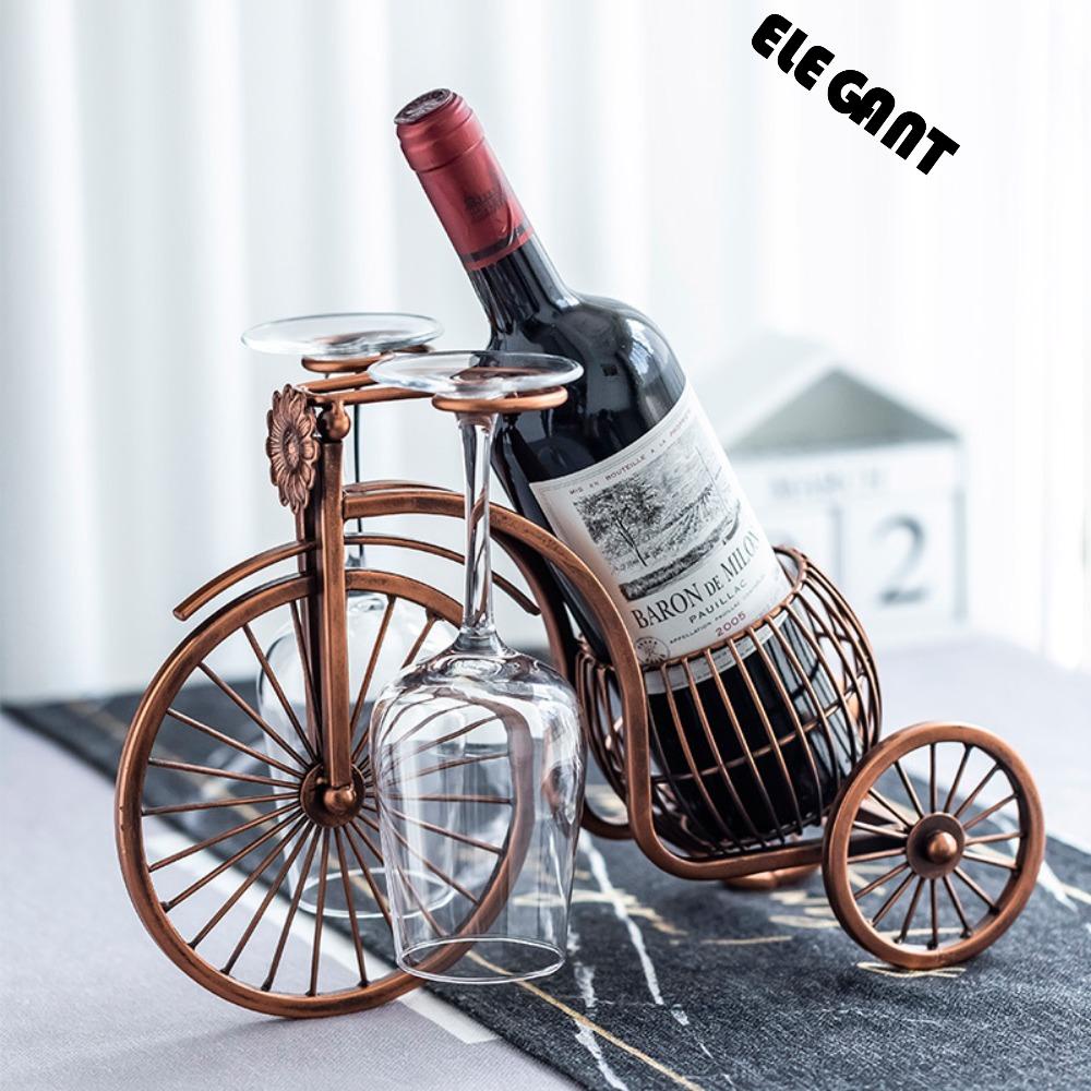 [Elegan] Rak Wine Bahan Metal Vintage Bentuk Roda Tiga Gaya Eropa Dekorasi Rumah Stand Pajangan Anggur Hias