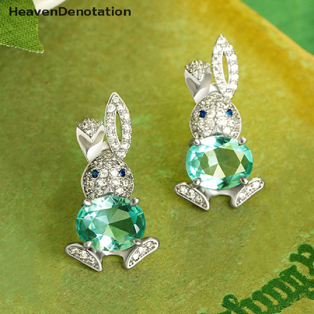 [HeavenDenotation] Anting Tusuk Kelinci Lucu Manis Fashion Kristal Menetes Minyak Anting Mini HDV