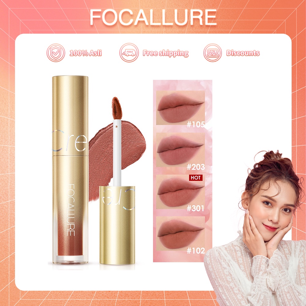 FOCALLURE Air Mist Lip Cream Velvet Matte Silky-Smooth Waterproof Lipstik #GoldenAge Lipstik Madam Kosmetik Lip Waterpro