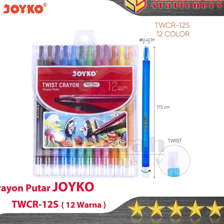 

Pabrik Resmi Crayon Joyko TWCR-12s ( 12 Colours ) / Krayon Putar Mewarnai isi 12 Warna / Twist Oil Pastel TWCR 12s