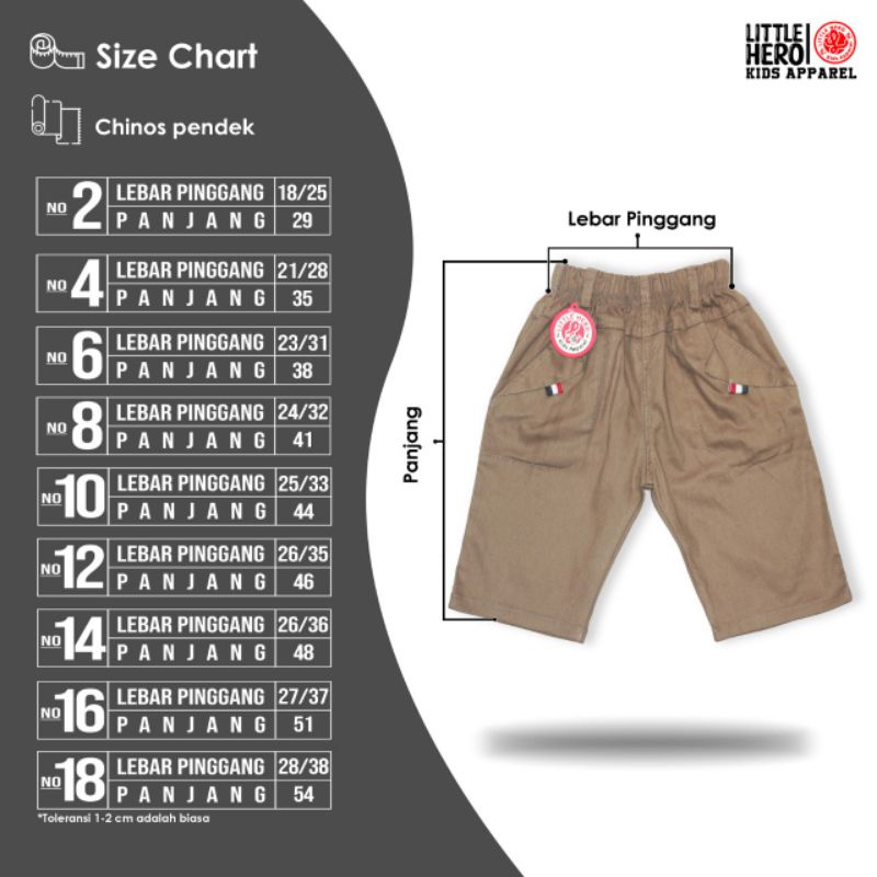 Celana Chino Chinos Pendek Anak Laki Laki Cowok Tanggung Remaja Little Hero Usia 2 3 4 5 6 7 8 9 10 Tahun