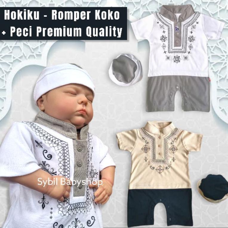 BOOMING HOKIKU PAKAIAN MUSLIM BAJU KOKO AQIQAH BAYI LAKI-LAKI ROMPER BAYI