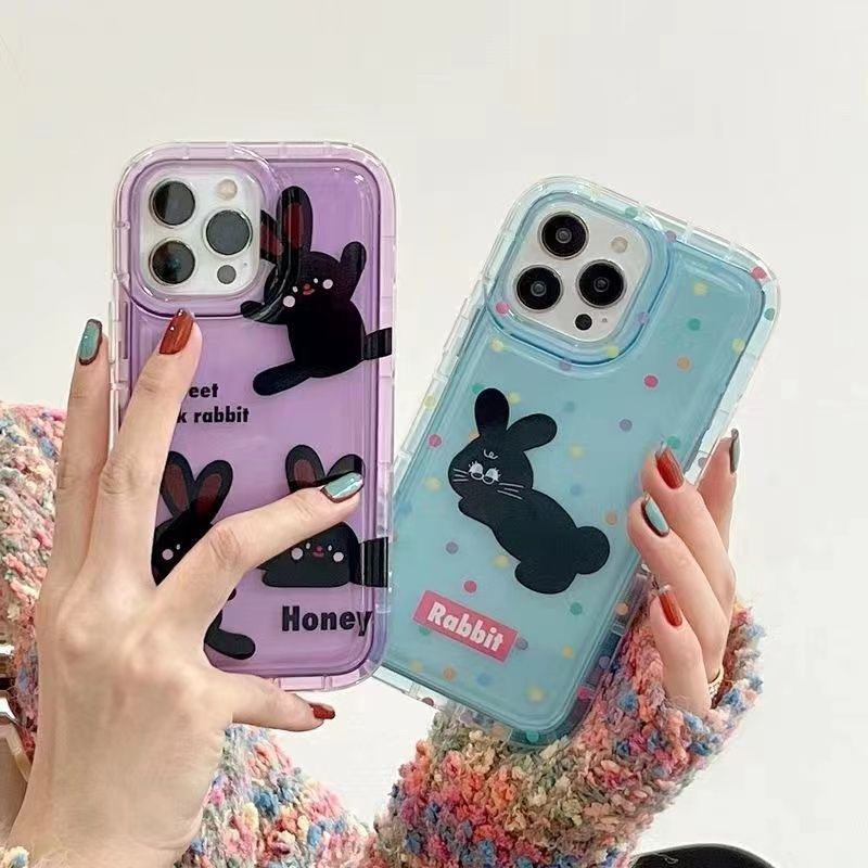 IPHONE Casing Ponsel Lembut Transparan Kompatibel Untuk Iphone14 13 11 12 Pro XS Max X Xr7 +8 Plus Kelinci Lucu Casing TPU Silikon Shockproof Cover