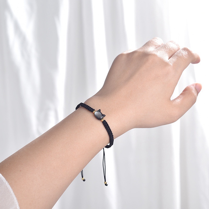 Handmade Jepang Kucing Laut Shell Moonstone Gelang Hitam Tajam Kristal Segi Transfer Manik Rantai Sederhana Unik Bohemia Ins Gaya Keren Sangat Halus Bra