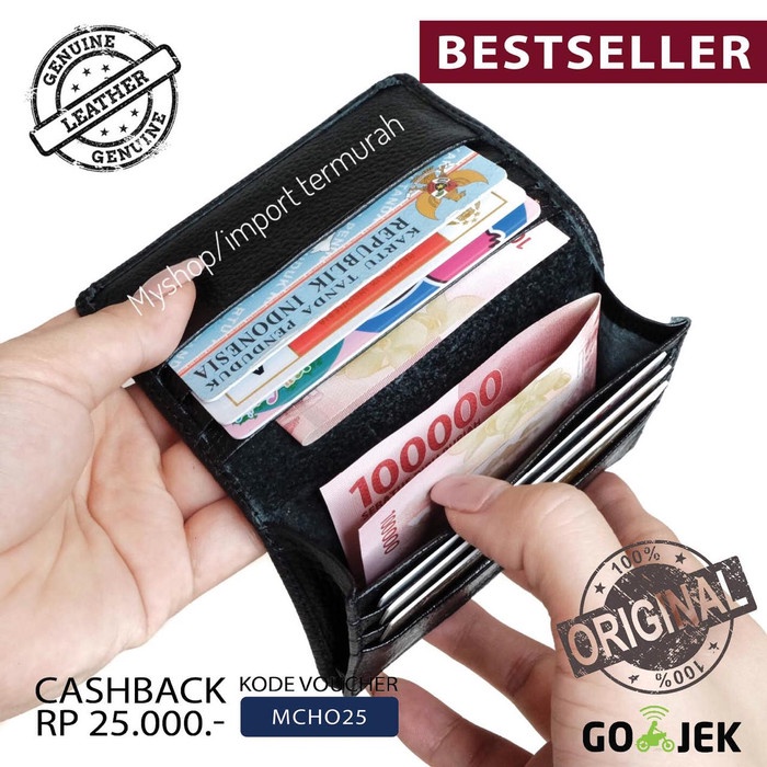 

Dompet Kartu Kulit Asli Pria Wanita Card Holder 23 Black Star Seller