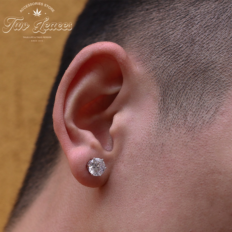 Anting Stud Berlian Zircon Bahan Titanium Steel Warna Rose Gold / Silver / Hitam / Emas