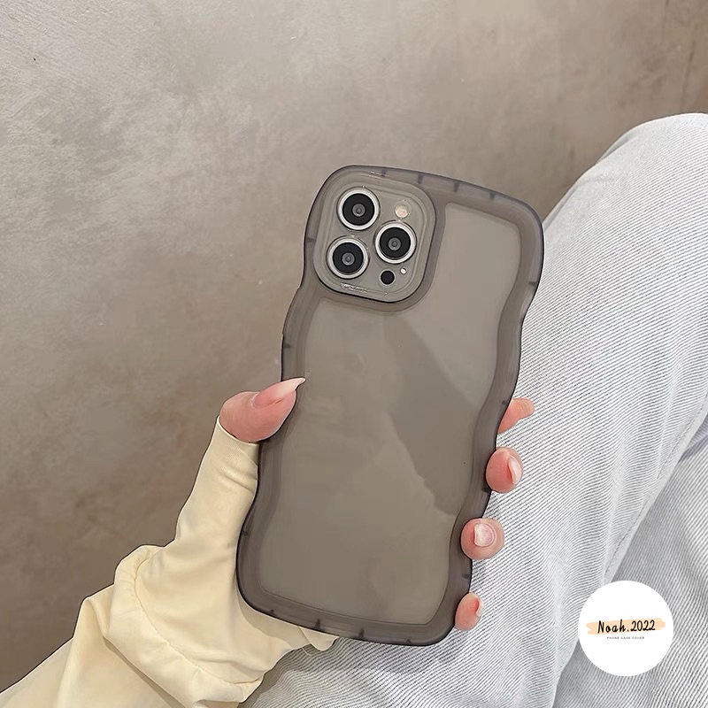 IPHONE Soft Case Mewah Sederhana Bergelombang Frame Phone Case Kompatibel Untuk Iphone14 13 12 11 Pro Max 6 6s 78 Plus XR X XS Max SE 2020 Transparan TPU Shockproof Clear Cover