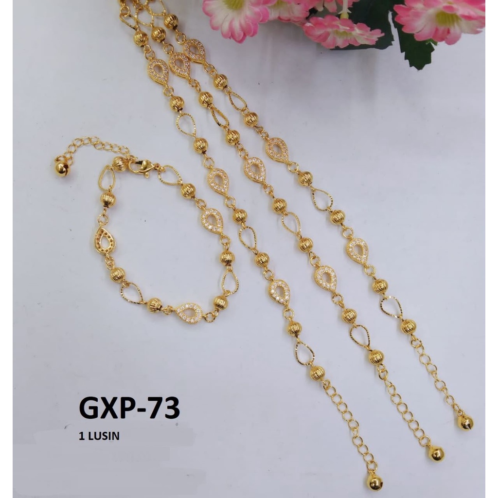 [1 LUSIN ISI 12] GELANG XP RANTAI EMAS GOLD AIR DIAM BULAT TERMURAH / DUNIA GELANG TERBARU