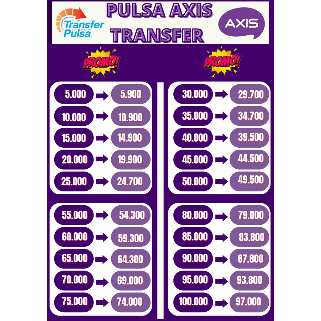 PULSA AXIS | PULSA TRANSFER AXIS TERMURAH ( PROMO )