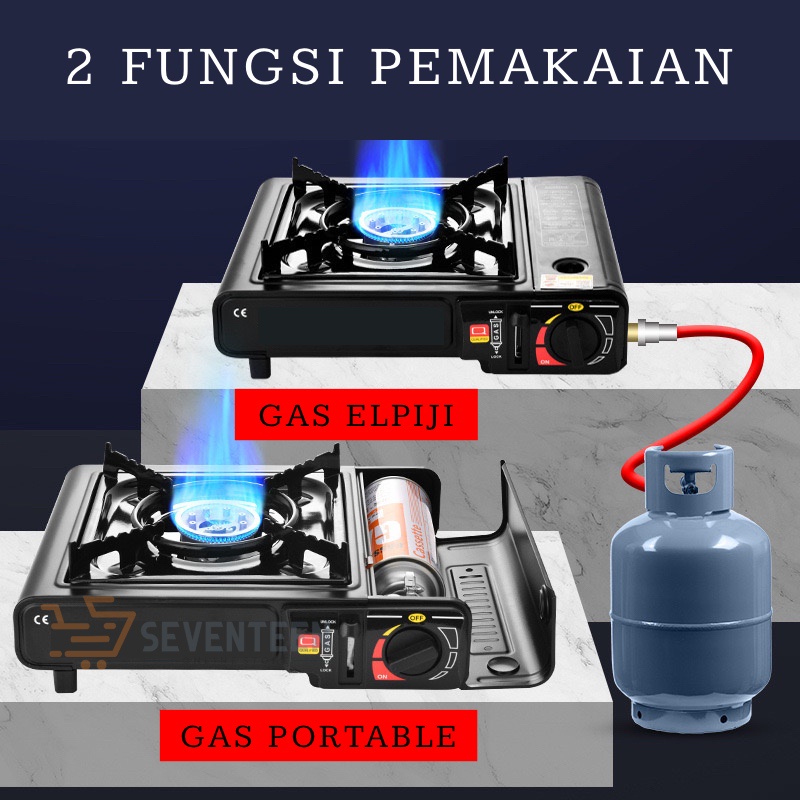 SEVENTEEN KOMPOR GAS PORTABLE 2IN1 SNI OMICKO 1 TUNGKU KOMPOR PORTABLE MINI SET KOPER DAN CONECTOR LPG TABUNG GAS GAS STOVE PORTABLE