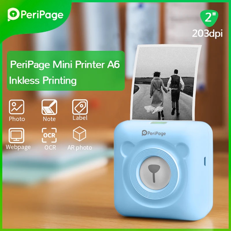 AKN88 - PERIPAGE A6 203 DPI - Mini Pocket Wireless Thermal Photo Printer