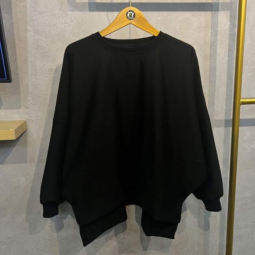 OVERSIZE SWEATER XXXL OBLONG WANITA BIG SIZE CREWNECK-HITAM