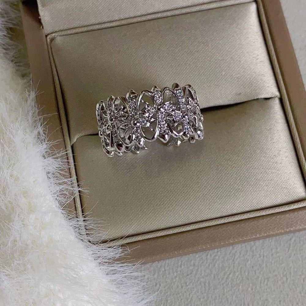 Needway Cincin Silang Trendi Vintage Punk Keren Logam Terbuka Gaya Korea Ring