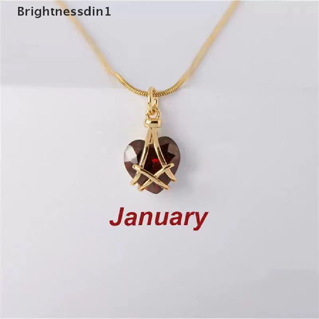 [Brightnessdin1] 18k Gold Plated Barbie Diamond Castle Kalung Pink Kristal Hati Birthstone Liontin Baja Titanium Butik