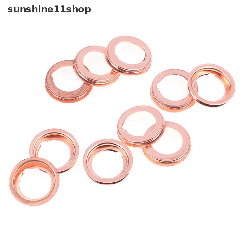 Sho 10PCS Gasket Plug Saluran Minyak Bahan Metal 11026-01M02 Untuk Oil Drain Plug Crush Washer N