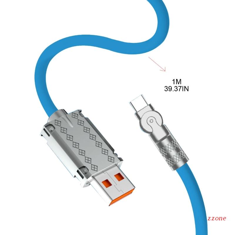 Zzz Kabel Fast Charging Dengan Drat OD 6.0 27W Kabel Cas 1m/3.3FT Biru/Orange