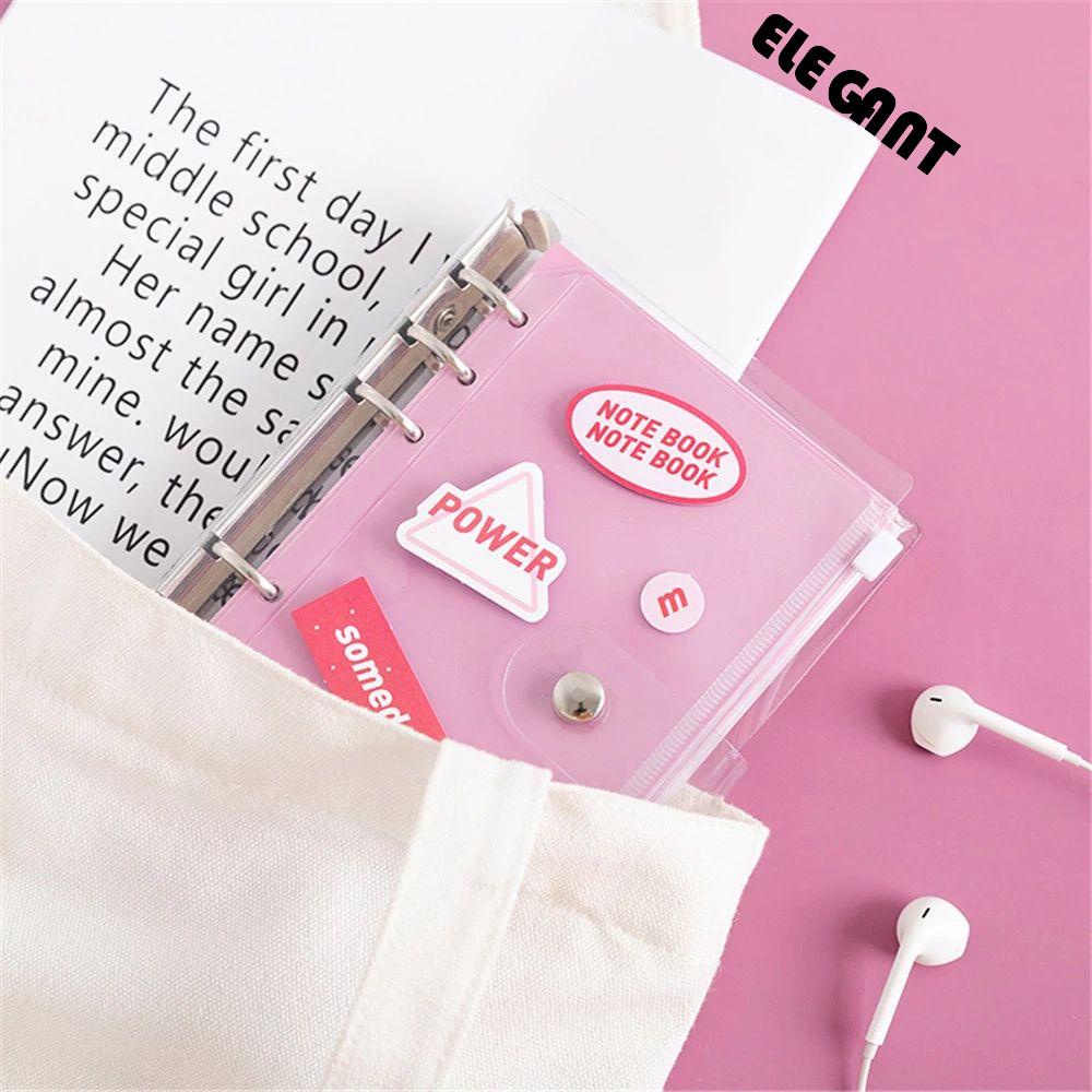 [Elegan] Loose-leaf Notebook File Folder Kawaii Alat Tulis Sekolah Transparan Binder Book Handbook A6 Notebook