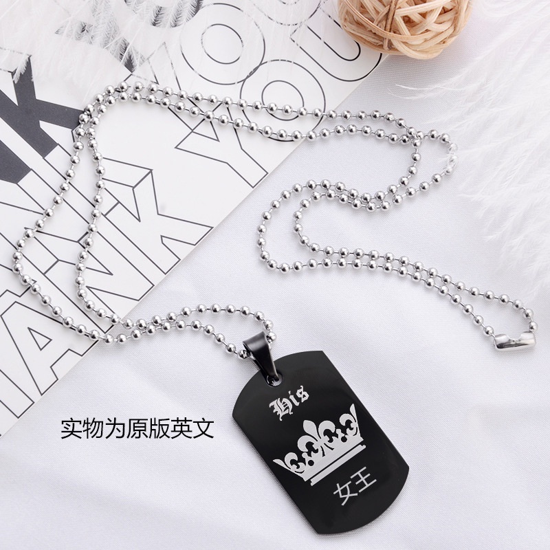 Fashion · Fashion Kalung Pasangan Mahkota Dengan Liontin Berlian Kristal Laser Grafir Hadiah Hari Valentine