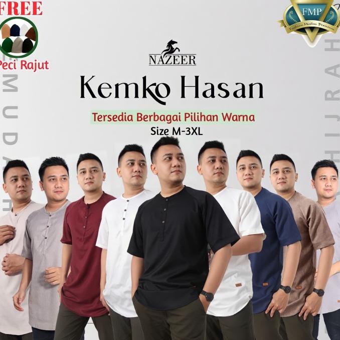 BAJU KOKO LENGAN PENDEK PRIA POLOS JUMBO BIGSIZE HASAN NAZEER