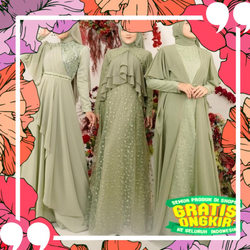 Nagina Dress Nagita Dress Keysa Dress 1 Look 10 Model Baju Kondangan Cantik Warna Sage Green Rose Mi