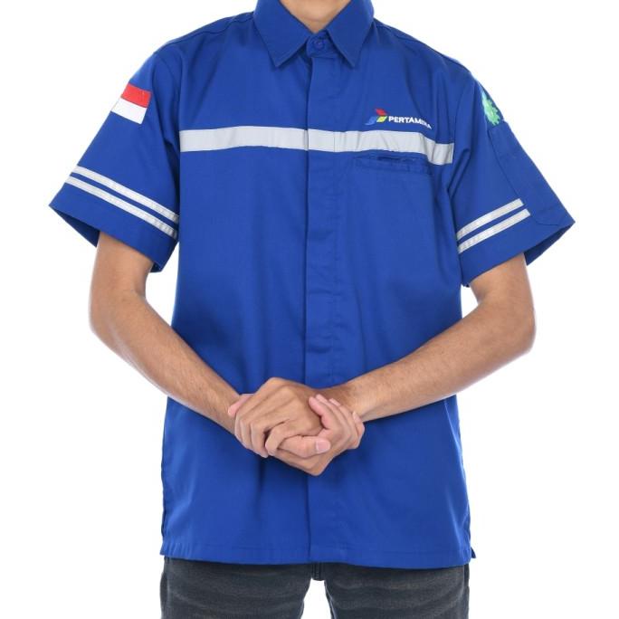 wearpack atasan Pertamina murah baju safety Pertamina kemeja Pertamina