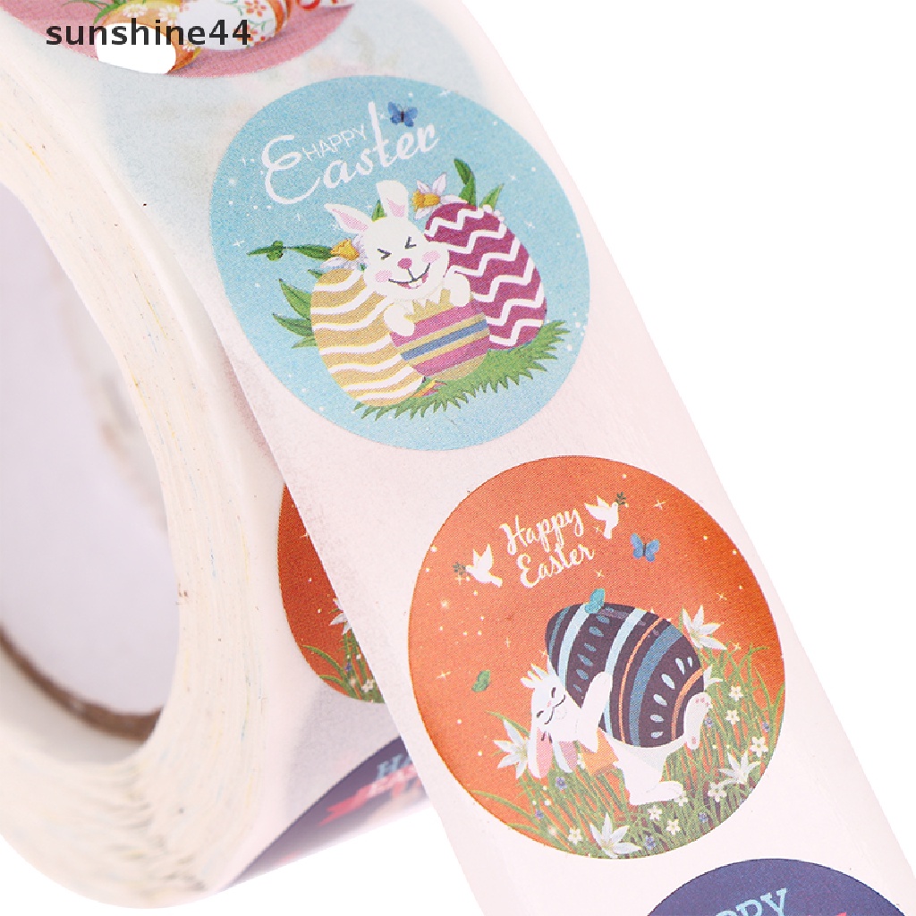 Sunshine 500Pcs/Roll 2.5cm Paskah Stiker Anak Happy Easter Bunny Kartun Sealing Labels ID