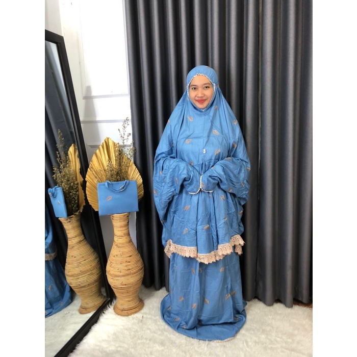 MUKENA IHROM POTONGAN BERLENGAN RAYON BORDIR TERBARU SIZE JUMBO MURAH - PINK