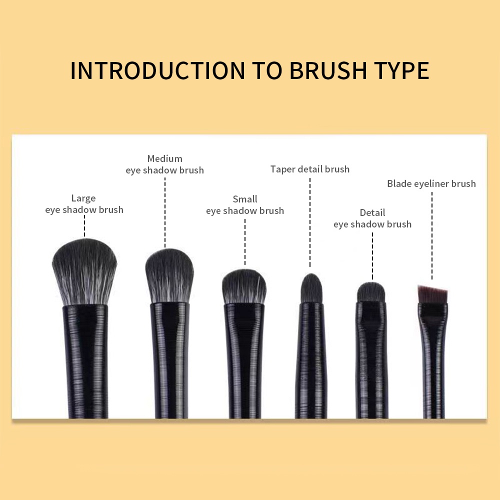 5per6pcs Set Brush Makeup Profesional/Brush Makeup Mata Sintetis Premium/Brush Makeup Kit Untuk Mengaplikasikan Bedak, Eyeliner, Alis, Eye Shadow/Alat Kosmetik Basic Harian