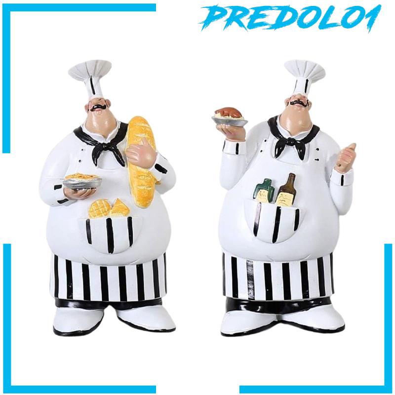 [Predolo1] 2pcs Patung Koki Italia Yang Dipasang Di Dinding Patung Plakat Rustic Untuk Dekorasi