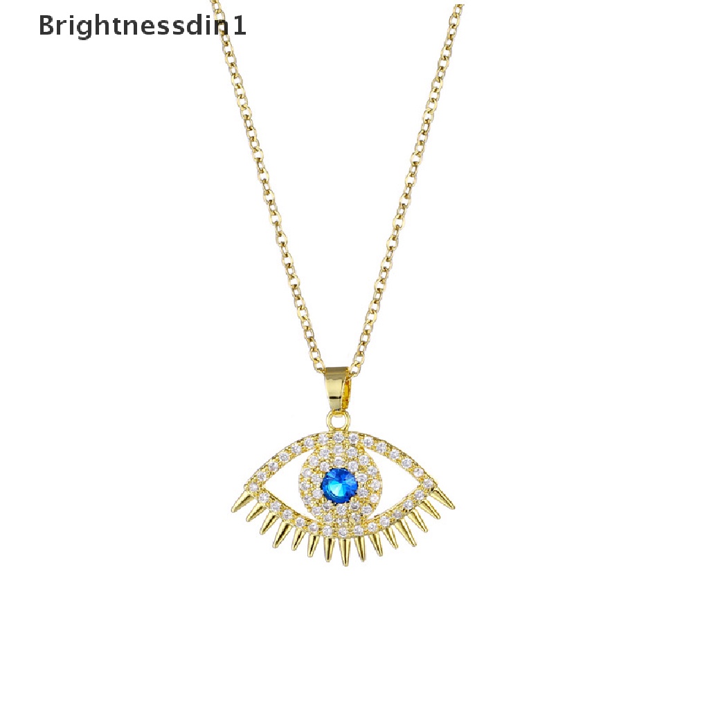 [Brightnessdin1] Evil Eye Charm Pendant Lapis Emas Asli 18K Cubic Zirconia Perhiasan Kalung Butik