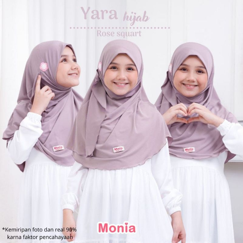 Yara Hijab by Monia Hijab Kids Rose Squart MLXL | Hijab Anak Terlaris