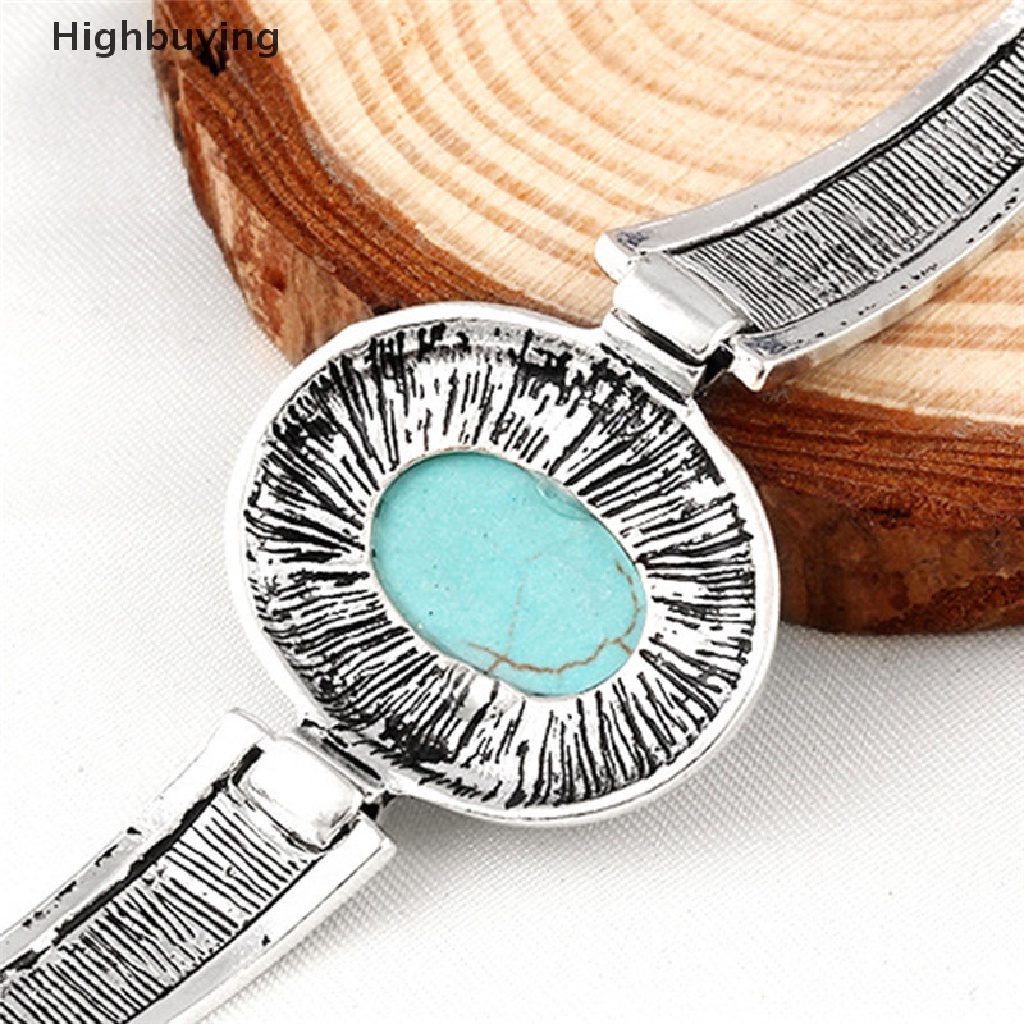 Hbid Tibet Perak Turquoise Cuff Bracelet Bangle Rantai Gelang Wanita Perhiasan Glory