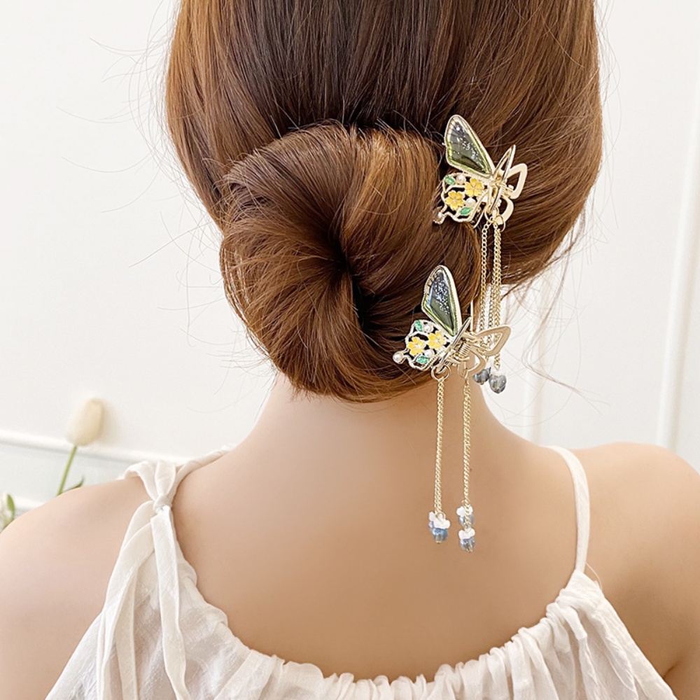 Deartiara Kristal Kupu-Kupu Rumbai Grip Super Fairy Hair Clip