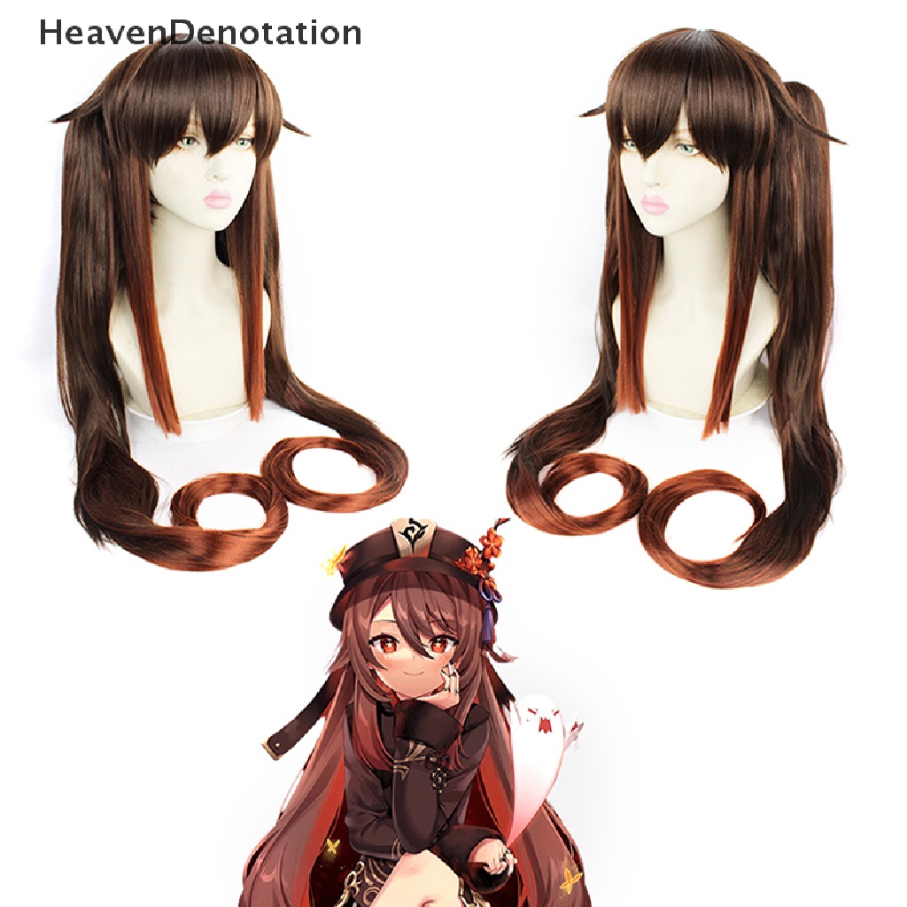 [HeavenDenotation] Genshin Impact Hutao Cosplay Wig Anime Game Hu Tao Alat Peraga Kostum Gaya Cina HDV