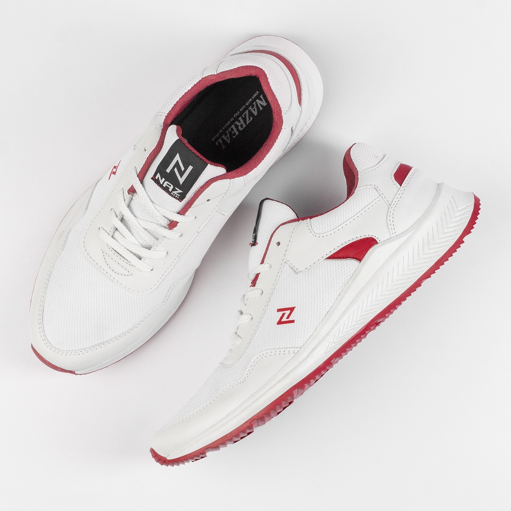 AINSLEY RED WHITE |ManNeedMe x NAZ| Sepatu Sneakers Pria Casual / Sepatu Running ORIGINAL