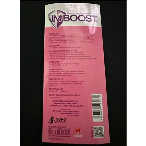 imboost 1 strip isi 10 tablet