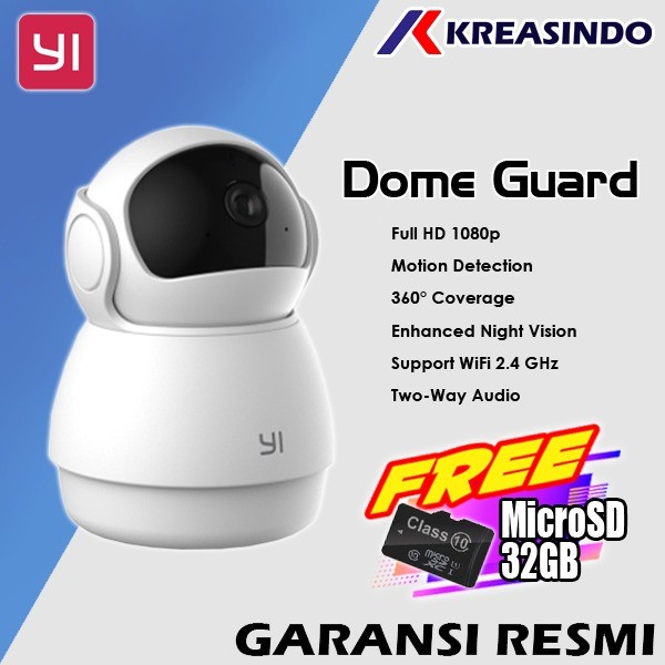 Terlaris Xiaoyi Yi Dome Guard 1080P Ipcam Ip Camera Smart Night Vision Resmi
