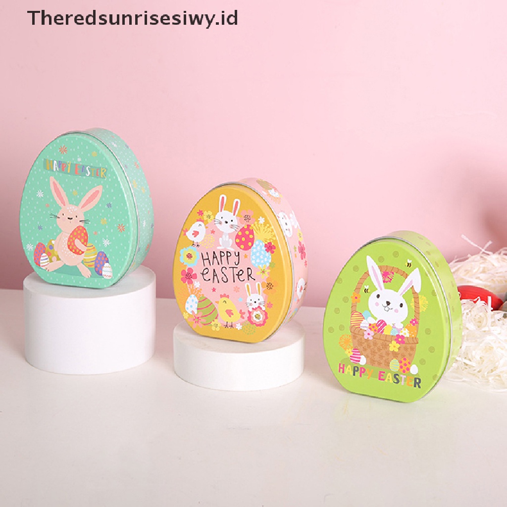 # Baju Lebaran # Easter Box Candy Tin Tins Boxes Gift Cookie Storage Tinplatelids Telur Bunny Jar~