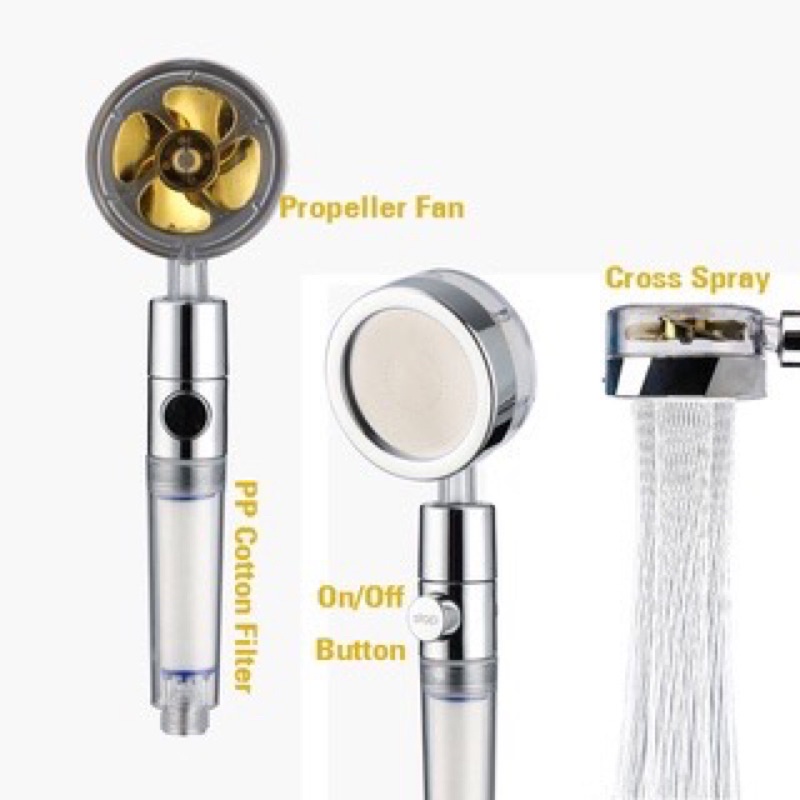 Shower Set Hand Shower Mandi Hand Head Kepala Air Paket / Hand Shower Turbo Fan Paket Lengkap  / Fan Shower Baling / Kepala Kran Air Bisa Putar 360Derajat