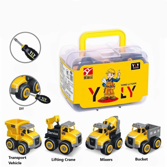 mainan anak  BOX DIY BUILDING BLOCKS SERIES MAINAN TRUK EDUKASI ANAK bongkar pasang(P4Y4) mainan ana