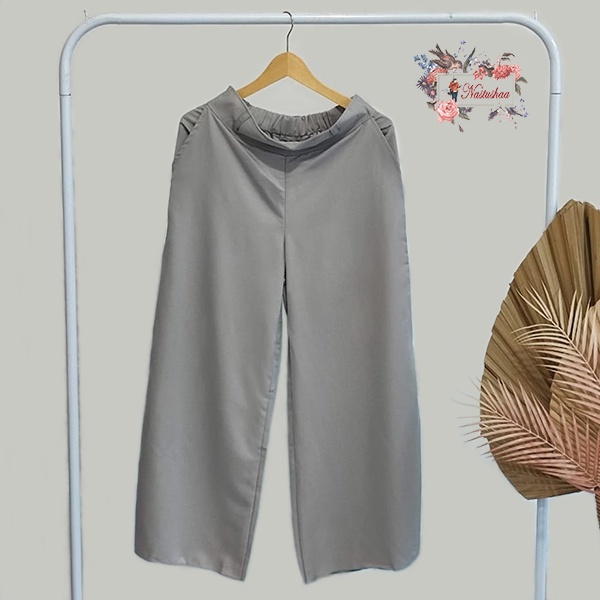 Kulot Bahan Balotelli Import Jumbo Lebar Celana Kulot Panjang Wanita Pants Warna Abu Korea Style Kekinian
