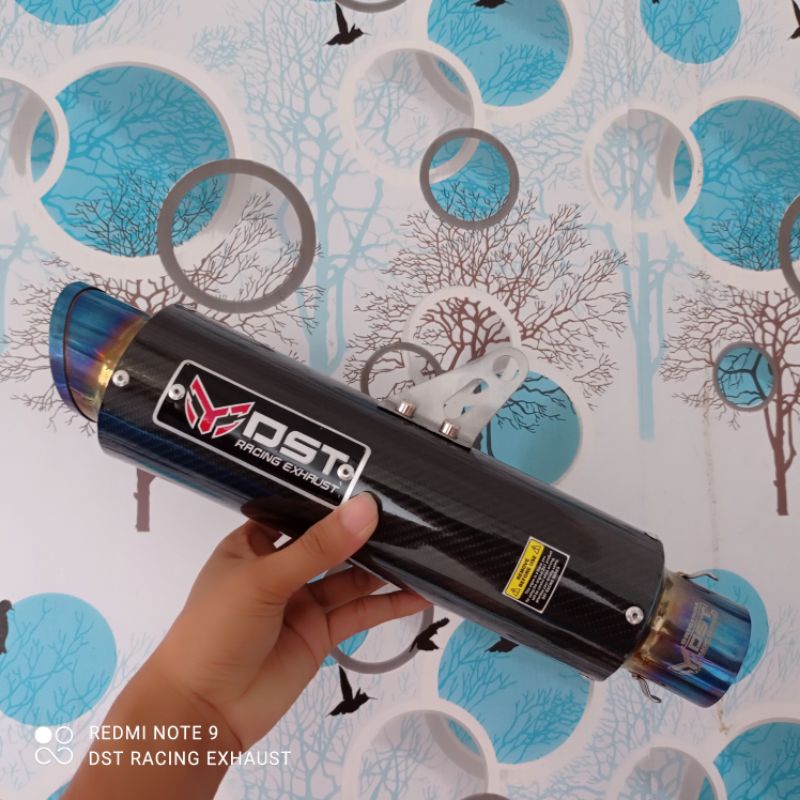 Knalpot racing original DST racing M1 long carbon ujung biru inlet 50mm silincer only knalpot racing