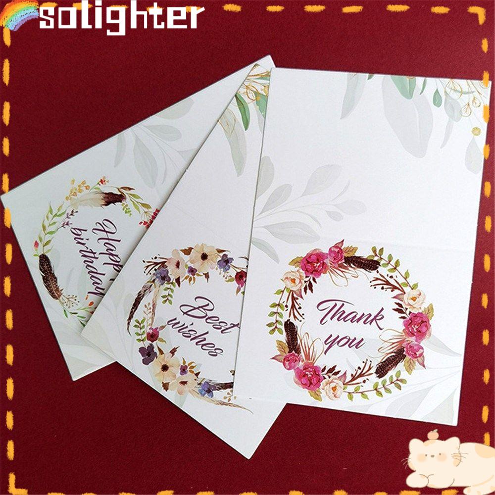 Solighter 100pcs Kartu Ucapan Merry Christmas Best Wishes Wedding Birthday Postcard