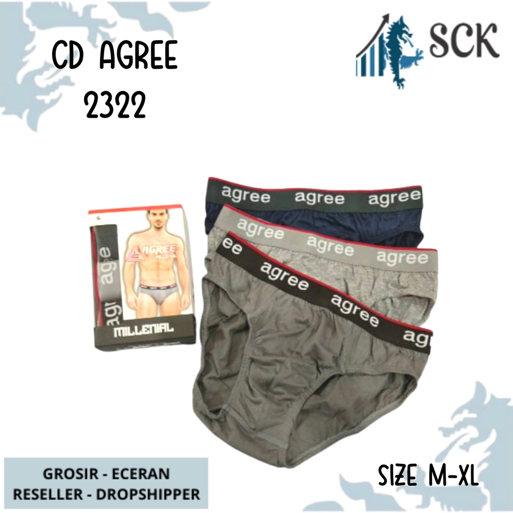 [ISI 3] CD Pria AGREE 2322 Sport / Celana Dalam Pinggan Karet Model Boxer / Pakaian Dalam Cowok - sckmenwear GROSIR